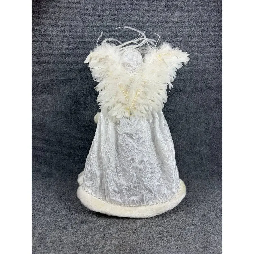 Vintage Angel Doll White Feather Wings Christmas Decor Tree Topper